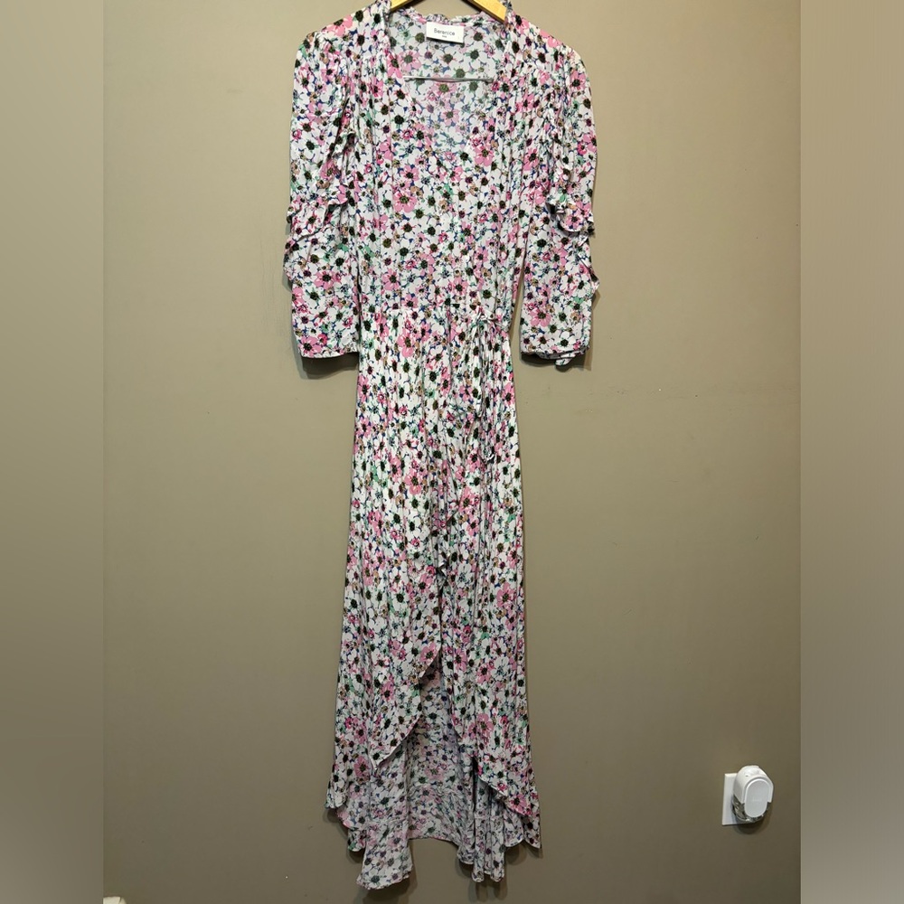 BERENICE PARIS Reece Dress Venice Beach, Boho Floral Wrap Maxi Hi-Low - Picture 3 of 14